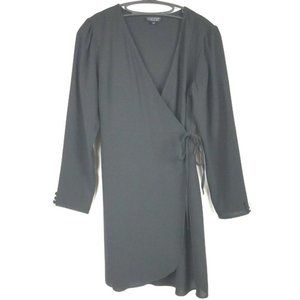 Topshop Wrap Dress  LS Button Trim Black NWOT